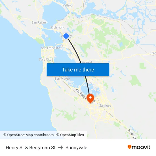 Henry St & Berryman St to Sunnyvale map