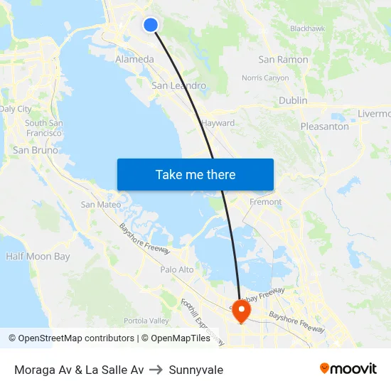 Moraga Av & La Salle Av to Sunnyvale map