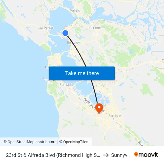 23rd St & Alfreda Blvd (Richmond High School) to Sunnyvale map