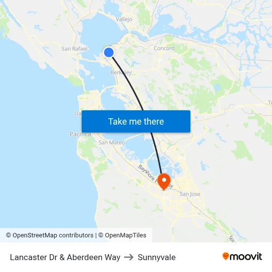 Lancaster Dr & Aberdeen Way to Sunnyvale map