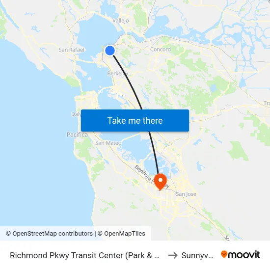Richmond Pkwy Transit Center (Park & Ride) to Sunnyvale map