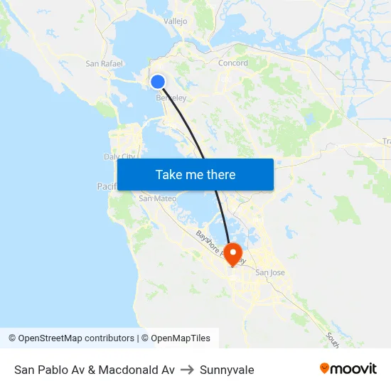 San Pablo Av & Macdonald Av to Sunnyvale map