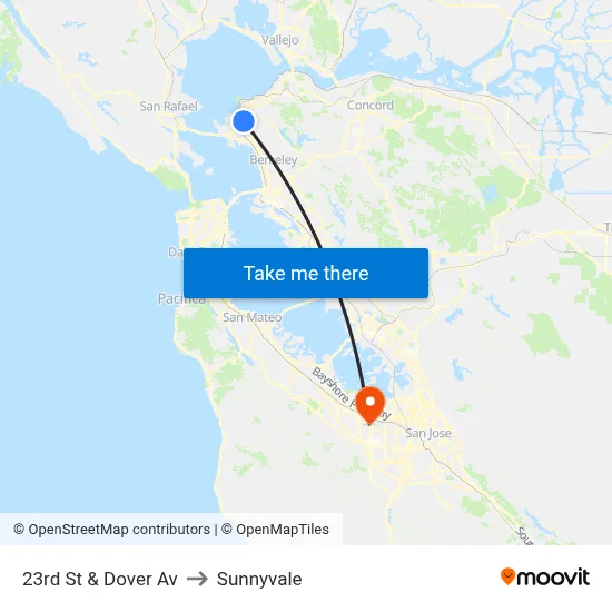 23rd St & Dover Av to Sunnyvale map