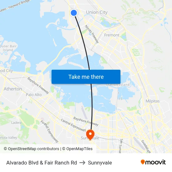Alvarado Blvd & Fair Ranch Rd to Sunnyvale map