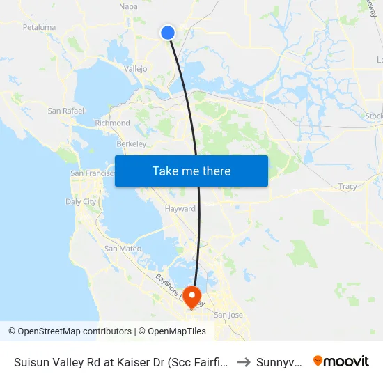 Suisun Valley Rd at Kaiser Dr (Scc Fairfield) to Sunnyvale map