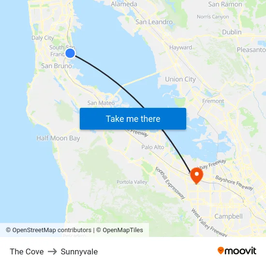 The Cove to Sunnyvale map