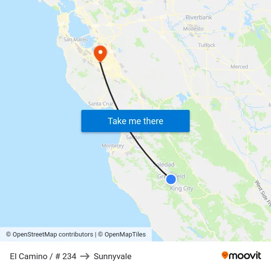 El Camino / # 234 to Sunnyvale map