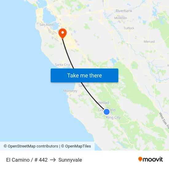 El Camino / # 442 to Sunnyvale map