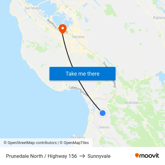 Prunedale North /  Highway 156 to Sunnyvale map