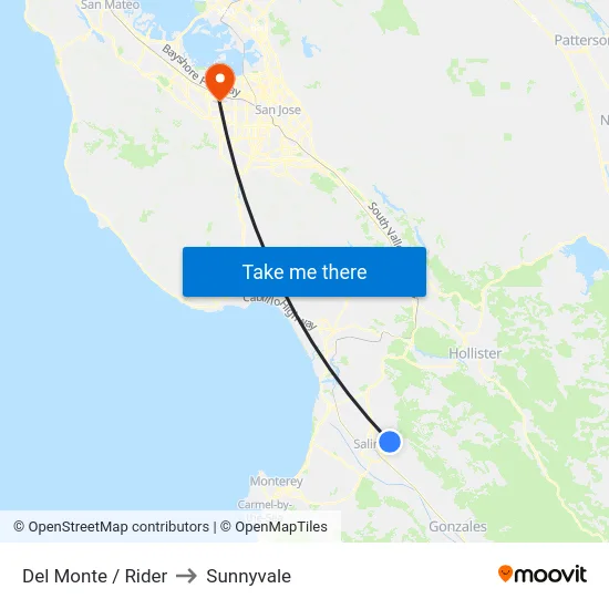 Del Monte /  Rider to Sunnyvale map