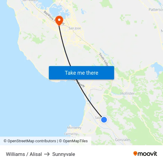 Williams /  Alisal to Sunnyvale map