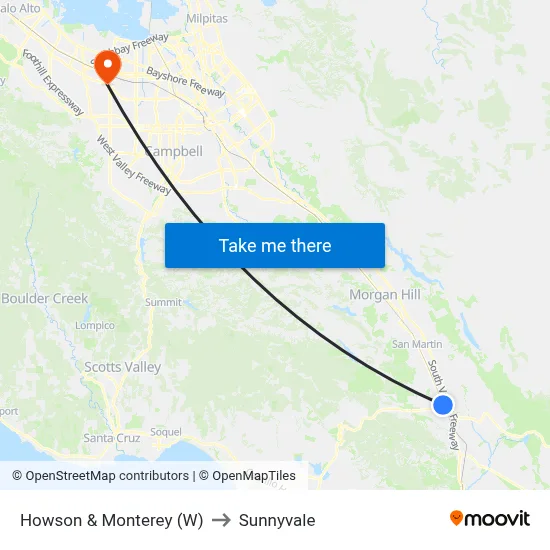 Howson & Monterey (W) to Sunnyvale map