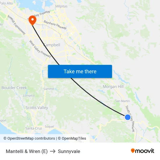 Mantelli & Wren (E) to Sunnyvale map