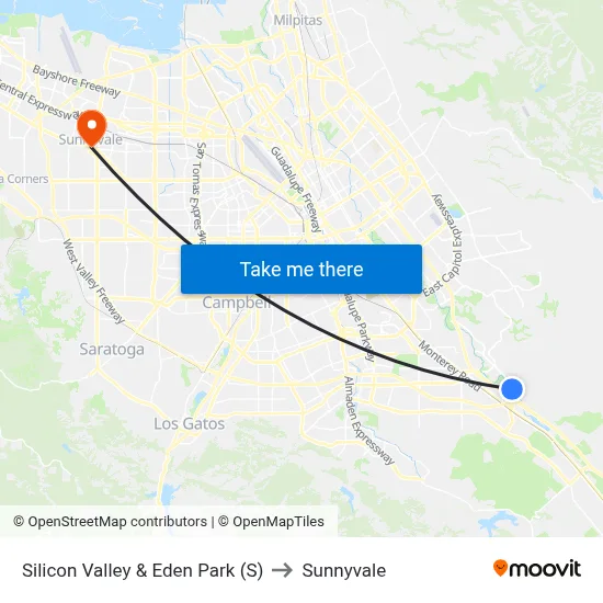 Silicon Valley & Eden Park (S) to Sunnyvale map