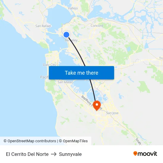 El Cerrito Del Norte to Sunnyvale map