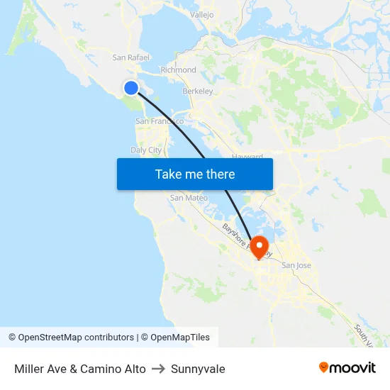 Miller Ave & Camino Alto to Sunnyvale map