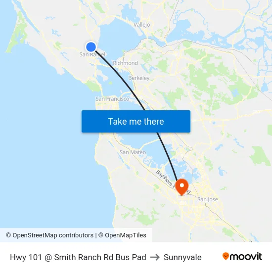 Hwy 101 @ Smith Ranch Rd Bus Pad to Sunnyvale map