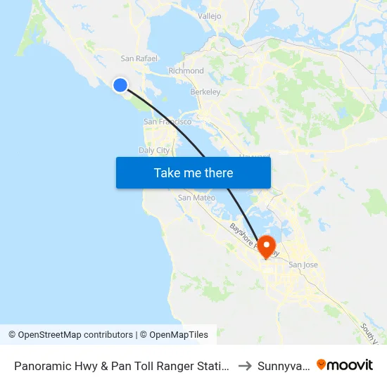 Panoramic Hwy & Pan Toll Ranger Station to Sunnyvale map