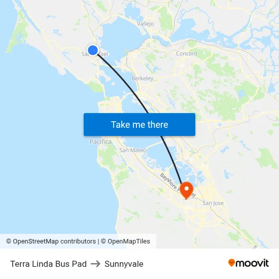 Terra Linda Bus Pad to Sunnyvale map