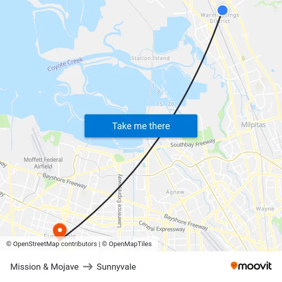 Mission & Mojave to Sunnyvale map