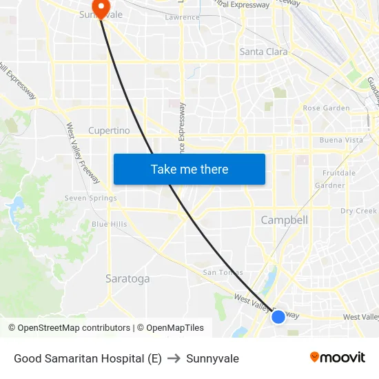 Good Samaritan Hospital (E) to Sunnyvale map