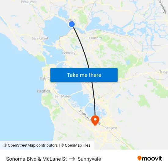 Sonoma Blvd & McLane St to Sunnyvale map