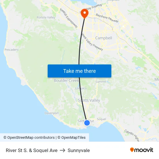 River St S. & Soquel Ave to Sunnyvale map
