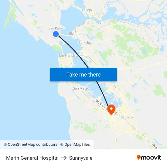 Marin General Hospital to Sunnyvale map