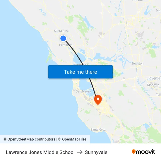 Lawrence Jones Middle School to Sunnyvale map