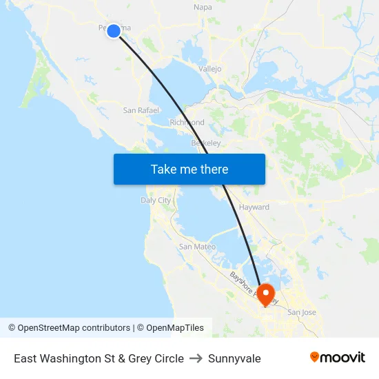 East Washington St & Grey Circle to Sunnyvale map