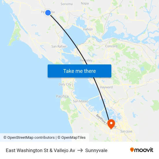 East Washington St & Vallejo Av to Sunnyvale map