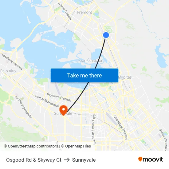 Osgood Rd & Skyway Ct to Sunnyvale map