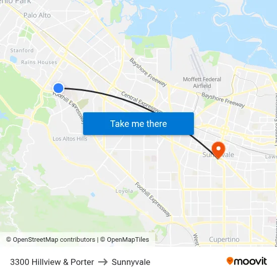 3300 Hillview & Porter to Sunnyvale map