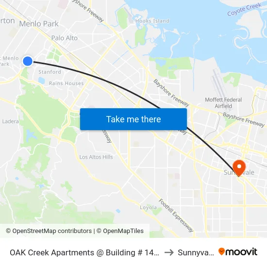 OAK Creek Apartments @ Building # 1470 to Sunnyvale map