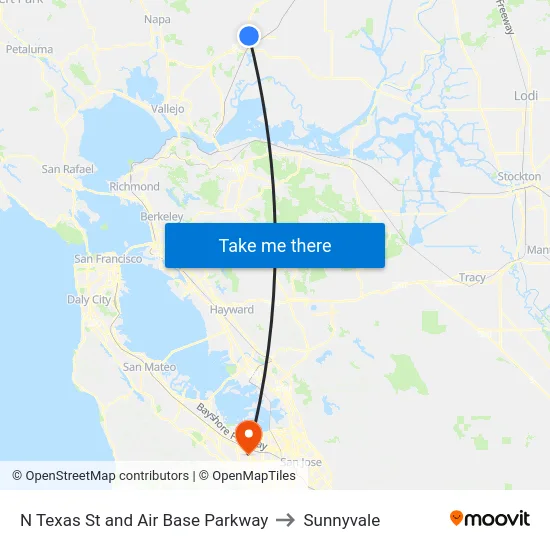 N Texas St and Air Base Parkway to Sunnyvale map