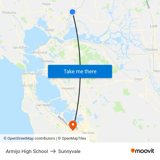 Armijo High School to Sunnyvale map