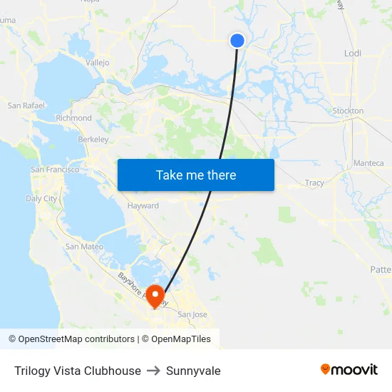 Trilogy Vista Clubhouse to Sunnyvale map