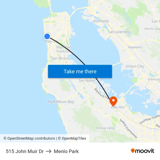 515 John Muir Dr to Menlo Park map