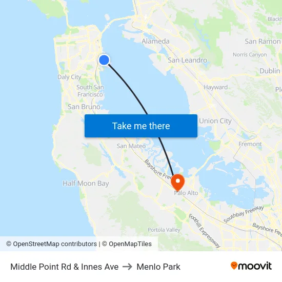 Middle Point Rd & Innes Ave to Menlo Park map