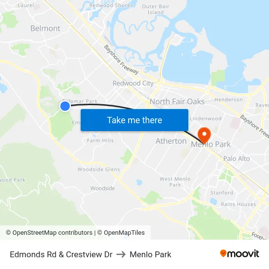 Edmonds Rd & Crestview Dr to Menlo Park map