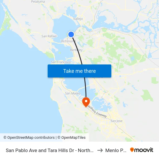 San Pablo Ave and Tara Hills Dr - Northbound to Menlo Park map