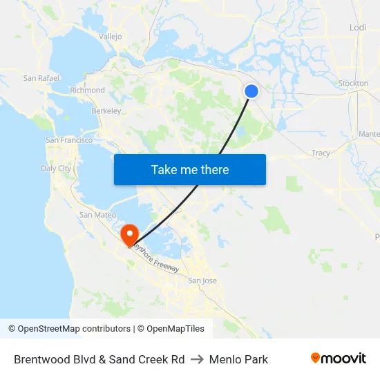 Brentwood Blvd & Sand Creek Rd to Menlo Park map