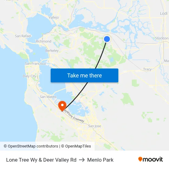 Lone Tree Wy & Deer Valley Rd to Menlo Park map