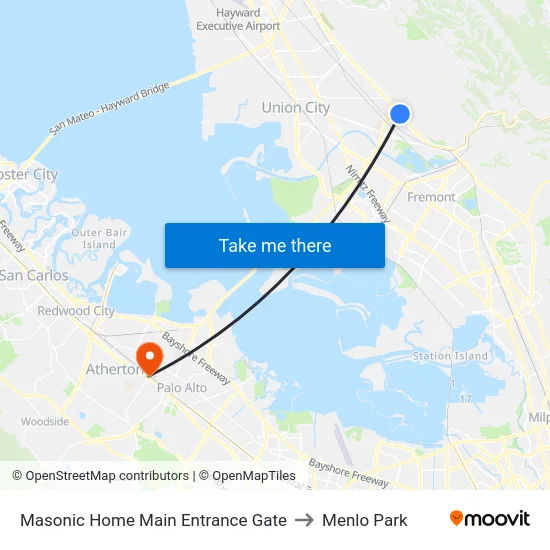 Masonic Home Main Entrance Gate to Menlo Park map