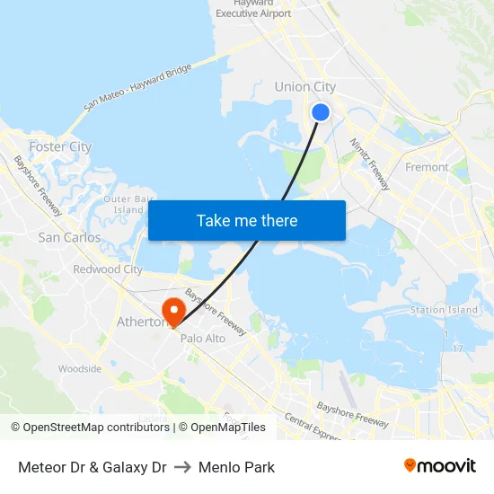 Meteor Dr & Galaxy Dr to Menlo Park map