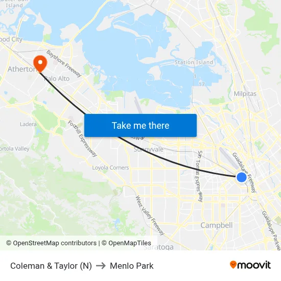 Coleman & Taylor (N) to Menlo Park map