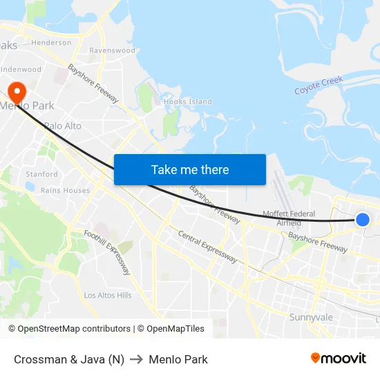 Crossman & Java (N) to Menlo Park map