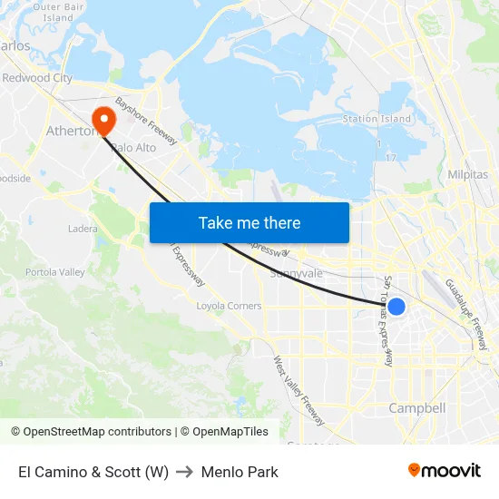 El Camino & Scott (W) to Menlo Park map