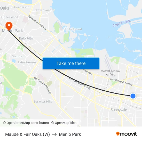 Maude & Fair Oaks (W) to Menlo Park map