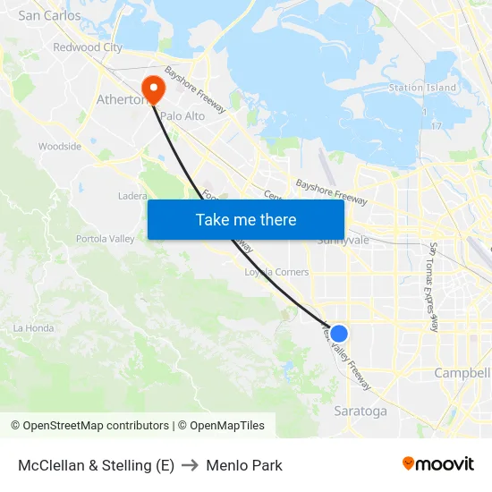 McClellan & Stelling (E) to Menlo Park map